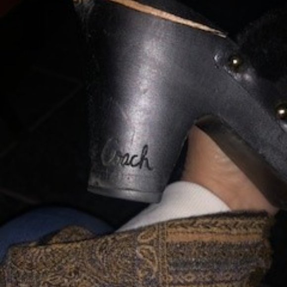 Coach sz 9.5 black suede Ivanka clogs - Picture 10 of 10